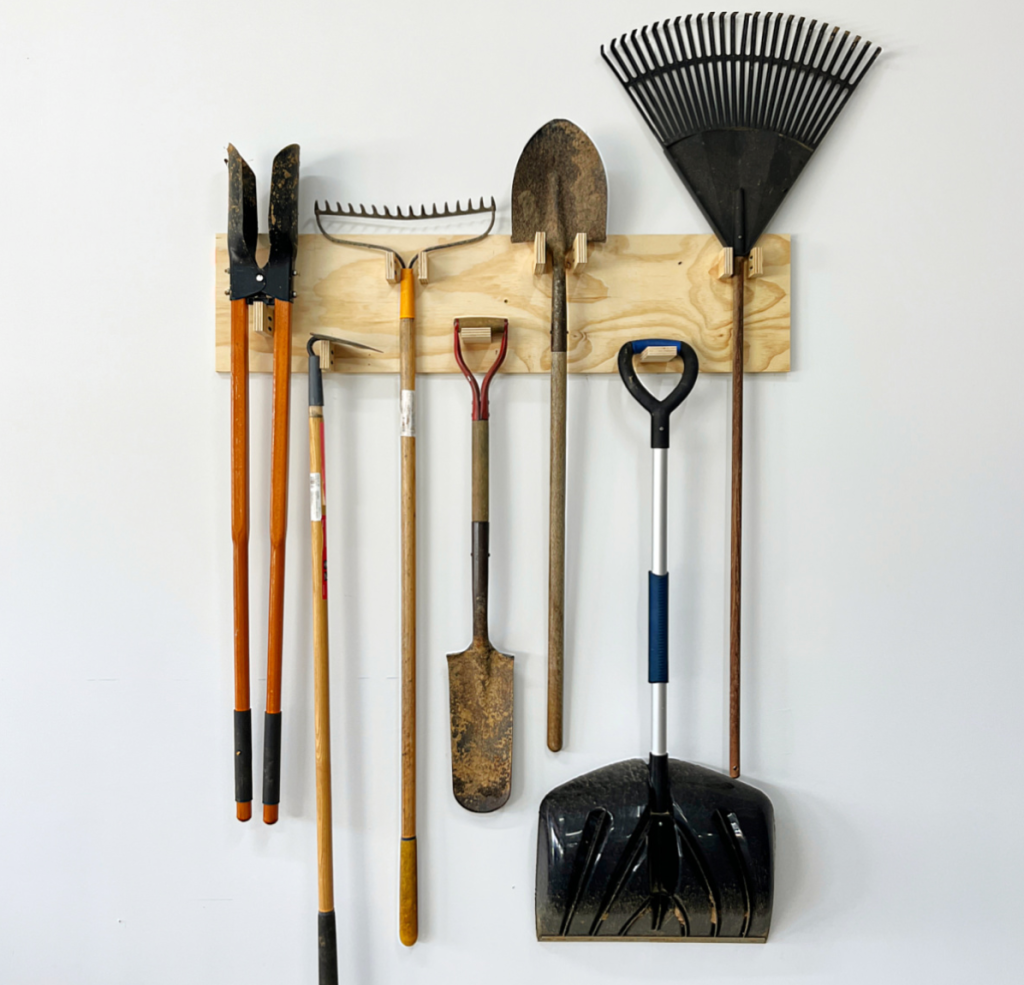 DIY pegboard holding tools.