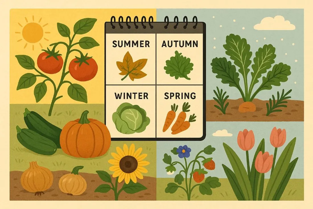 A diagram of seasonal garden care.
