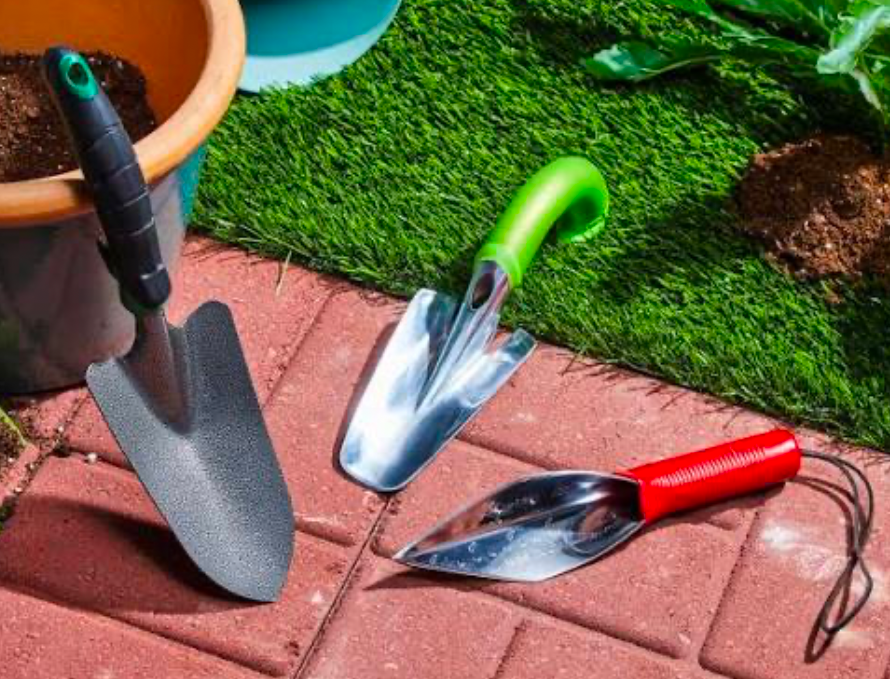 Compact hand trowels for container gardening and small outdoor planting jobs