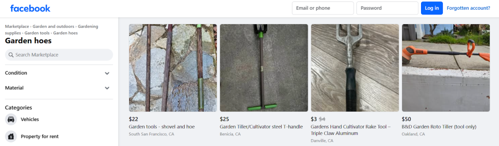 Facebook Marketplace is full of budget-friendly garden tool gems like these