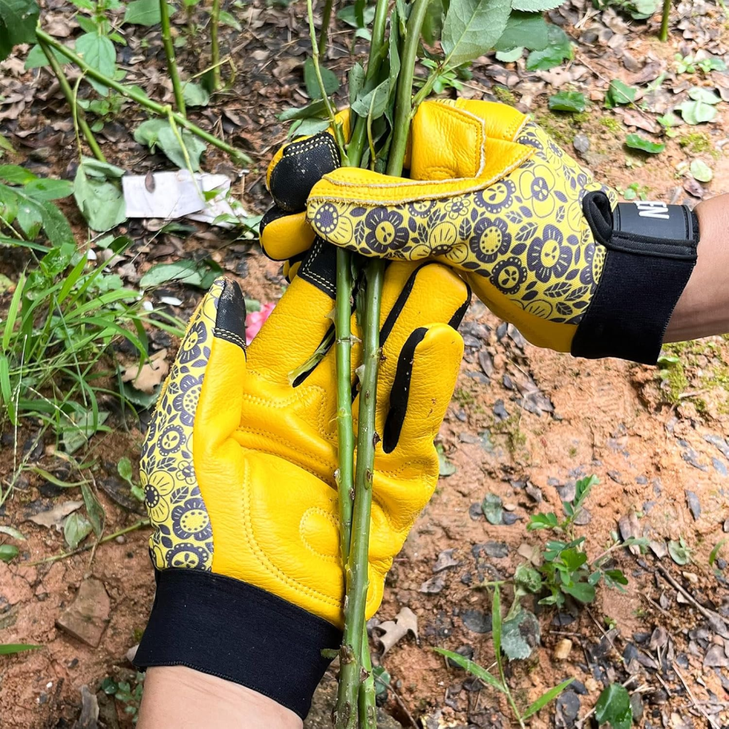 Cowhide Leather Thorn Proof & Puncture Resistant Gardening Gloves for Women and Men